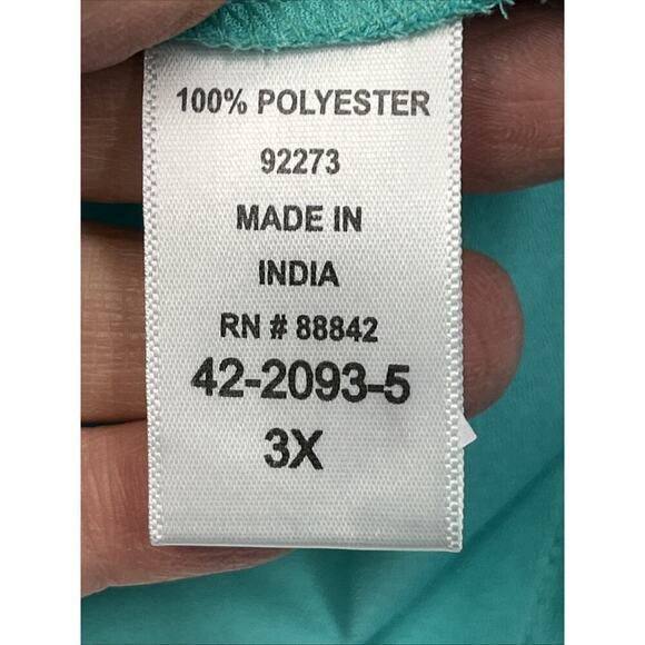 Catherines Button Up Tunic Top Women Size 3X Green SharkBite Hem Flowy - Picture 7 of 11